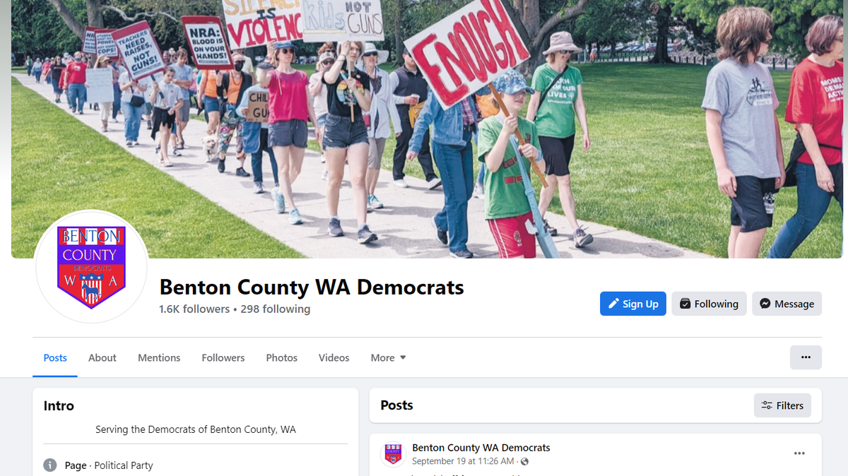 Benton County WA Democrats Facebook page.