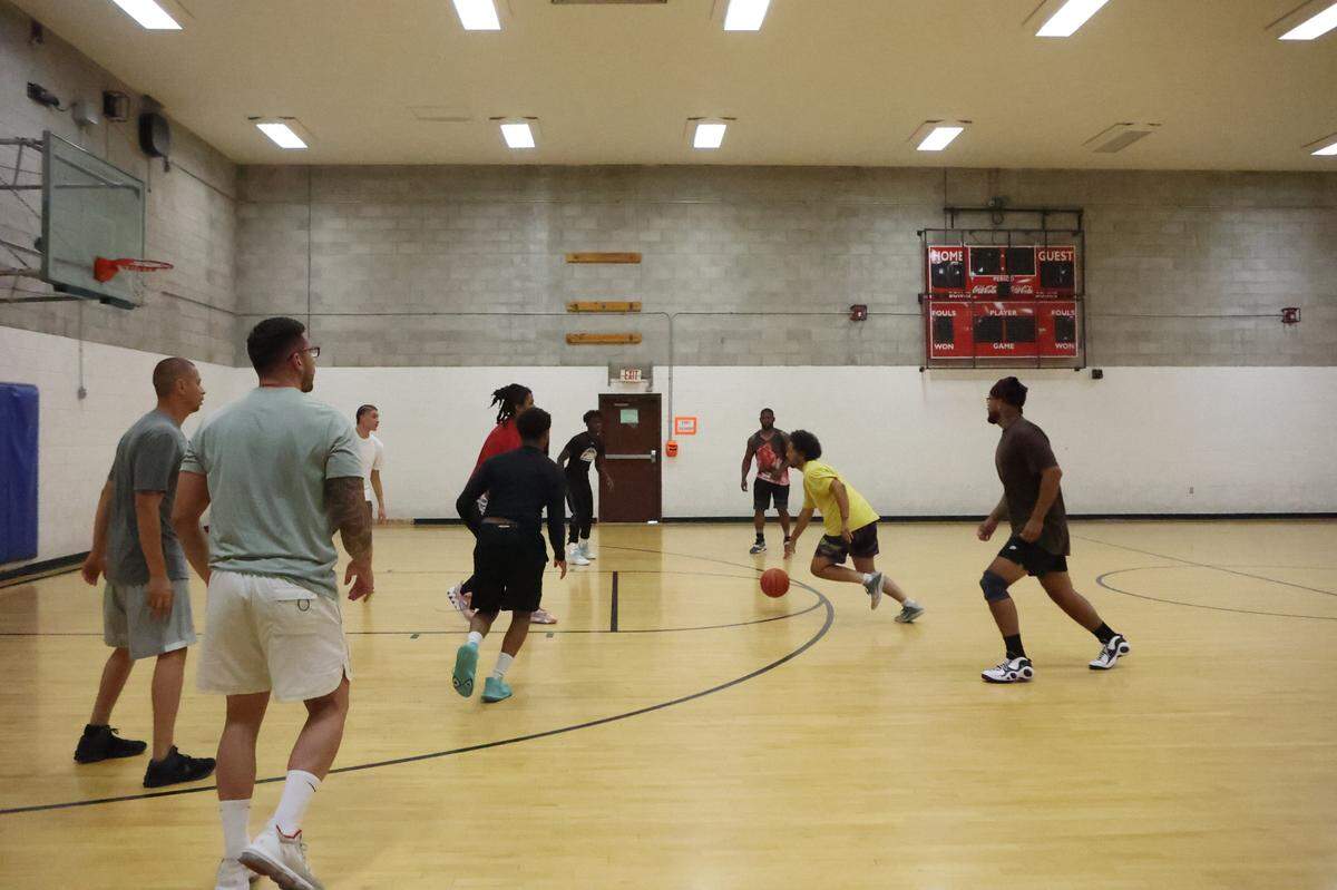 The gym in the MLK Center is used for basketball and indoor soccer games.