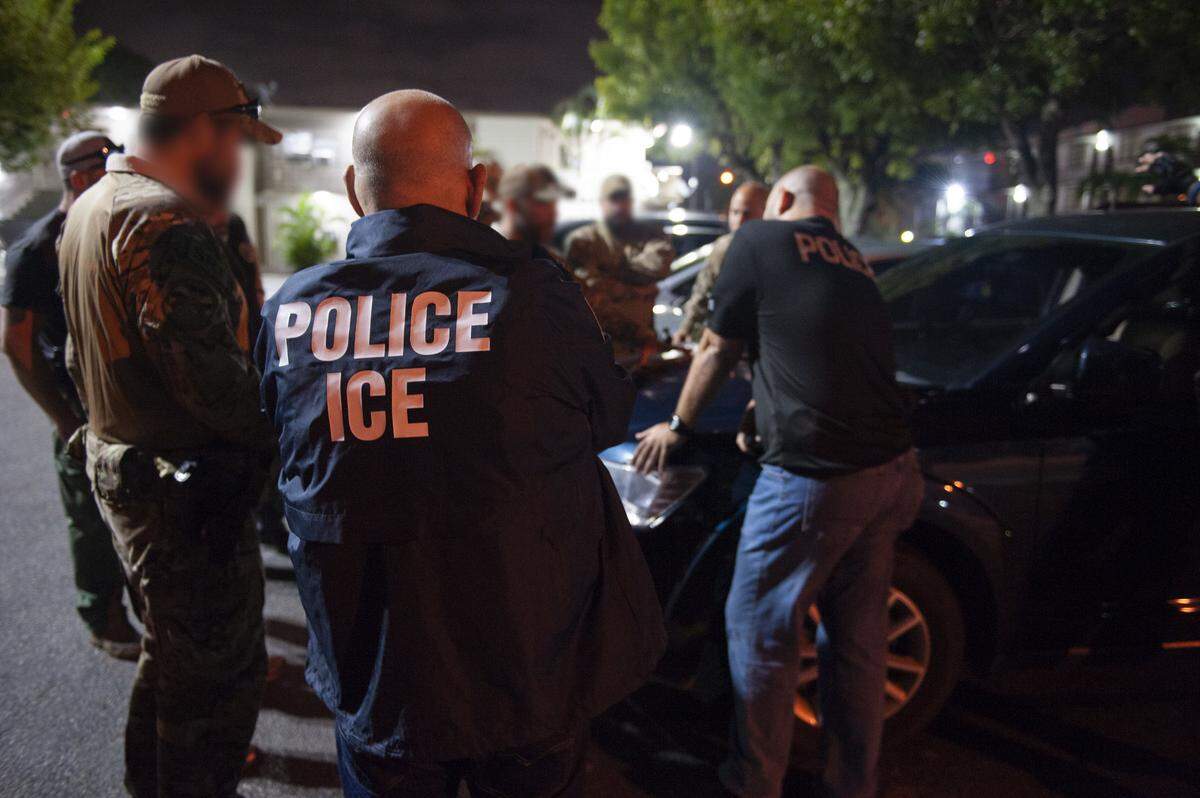 ICE Enforcement and Removal Operations Fugitive Operations and Special Response Team members conduct arrests in Miami, Florida.
