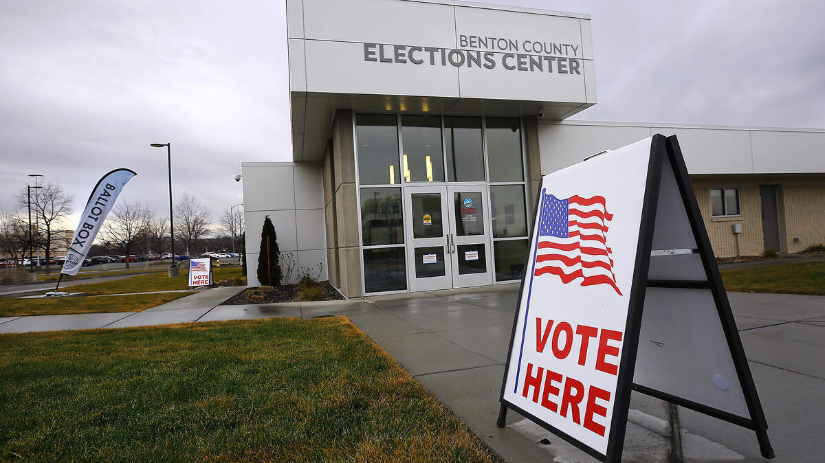 The Benton County Elections Center is at 7122 W Okanogan Pl., Ste. E120, in Kennewick.