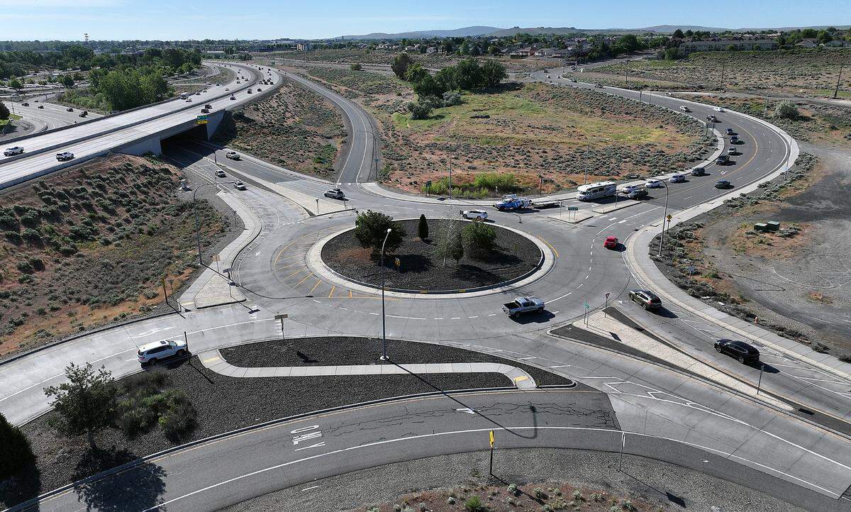 Highway 240 roundabout at Columbia Park Trail and Steptoe Street in Richland.