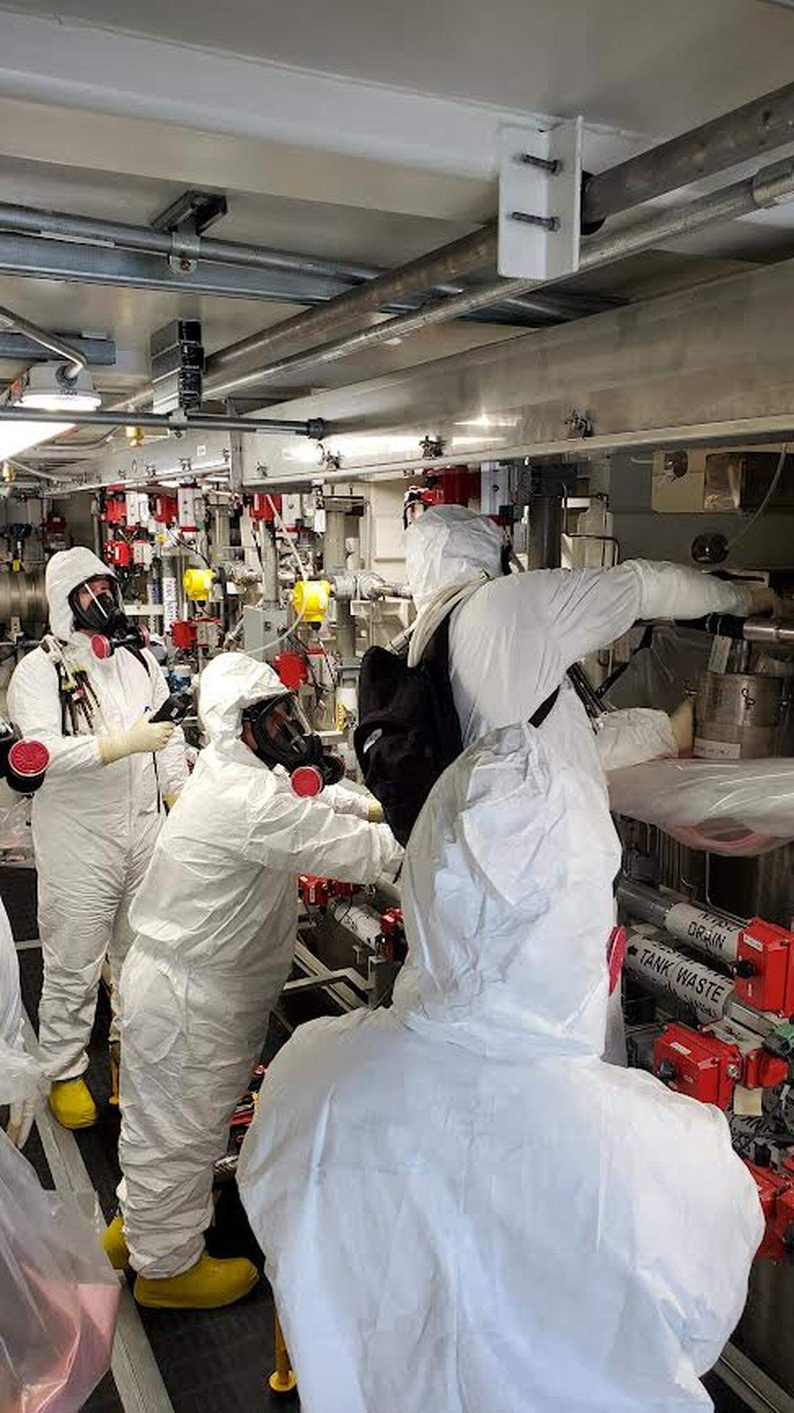Workers train on operating the Tank Side Cesium Removal System at Hanford. It prepares low activity radioactive waste for glassification, bypassing the vitrification plant’s Pretreatment Facility.