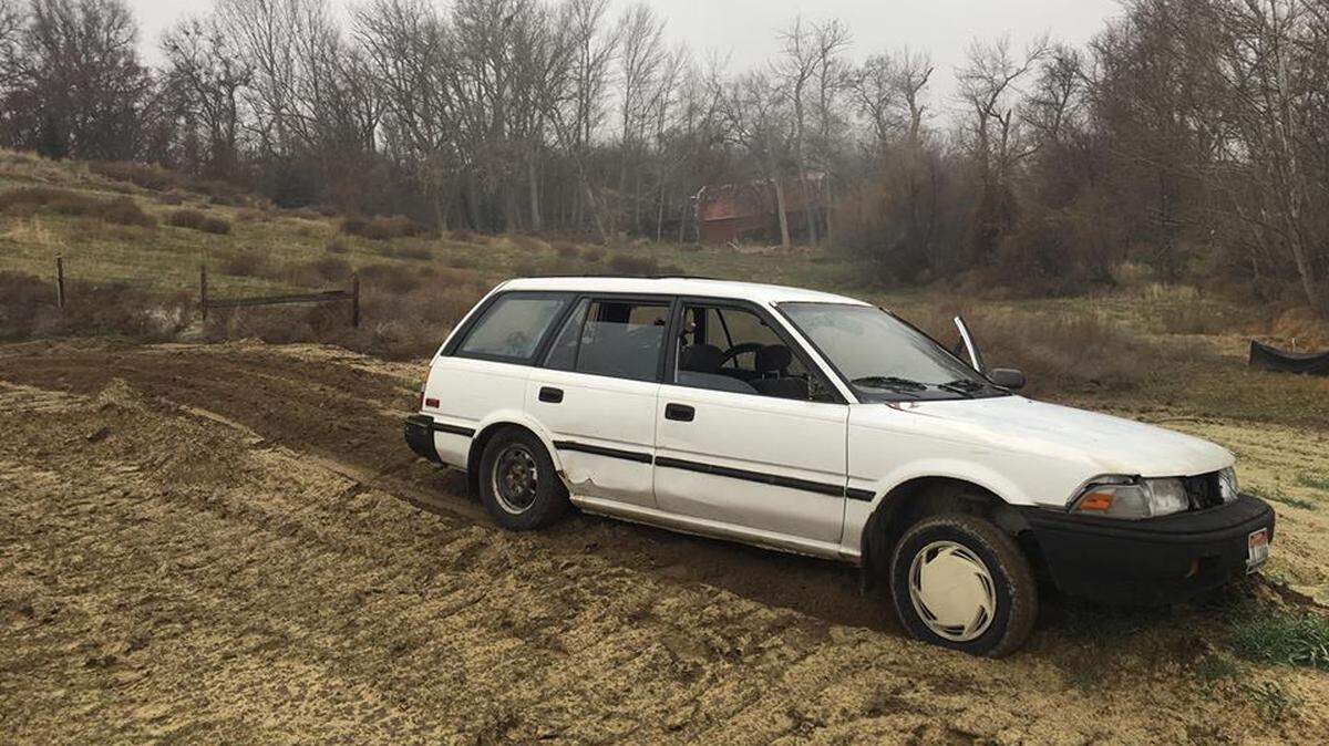 Daniel Schaff allegedly tried to escape police into a construction side in a dented sedan. He didn’t get far in the mud.