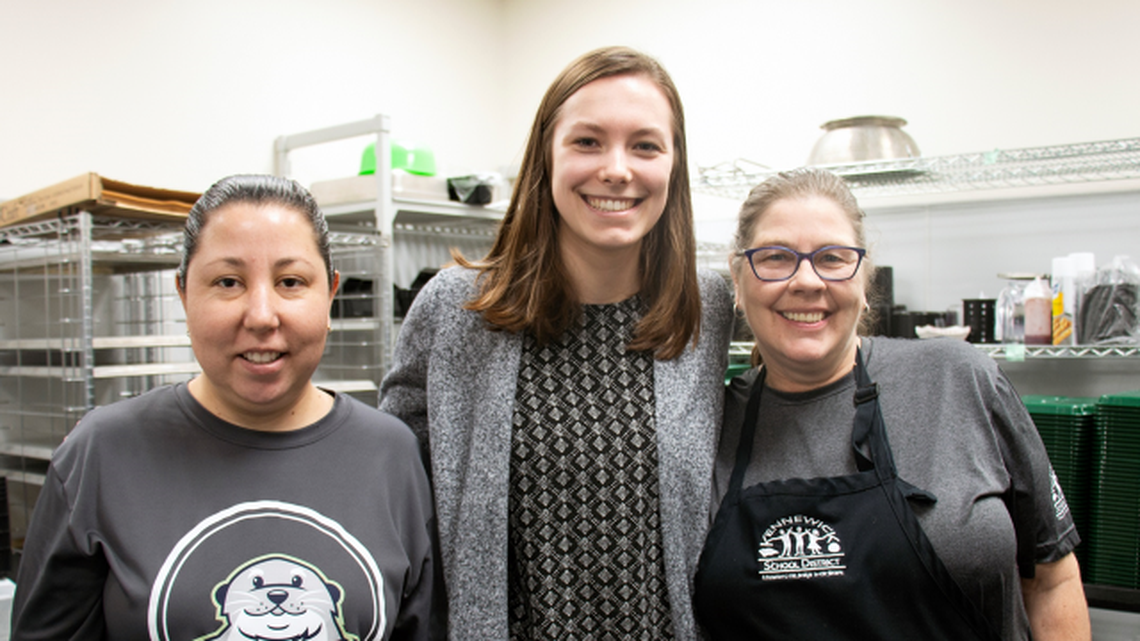 Amon Creek Elementary’s food service team from left are Stephanie Crawford, Audrey Branham, Teresa Newhoff.