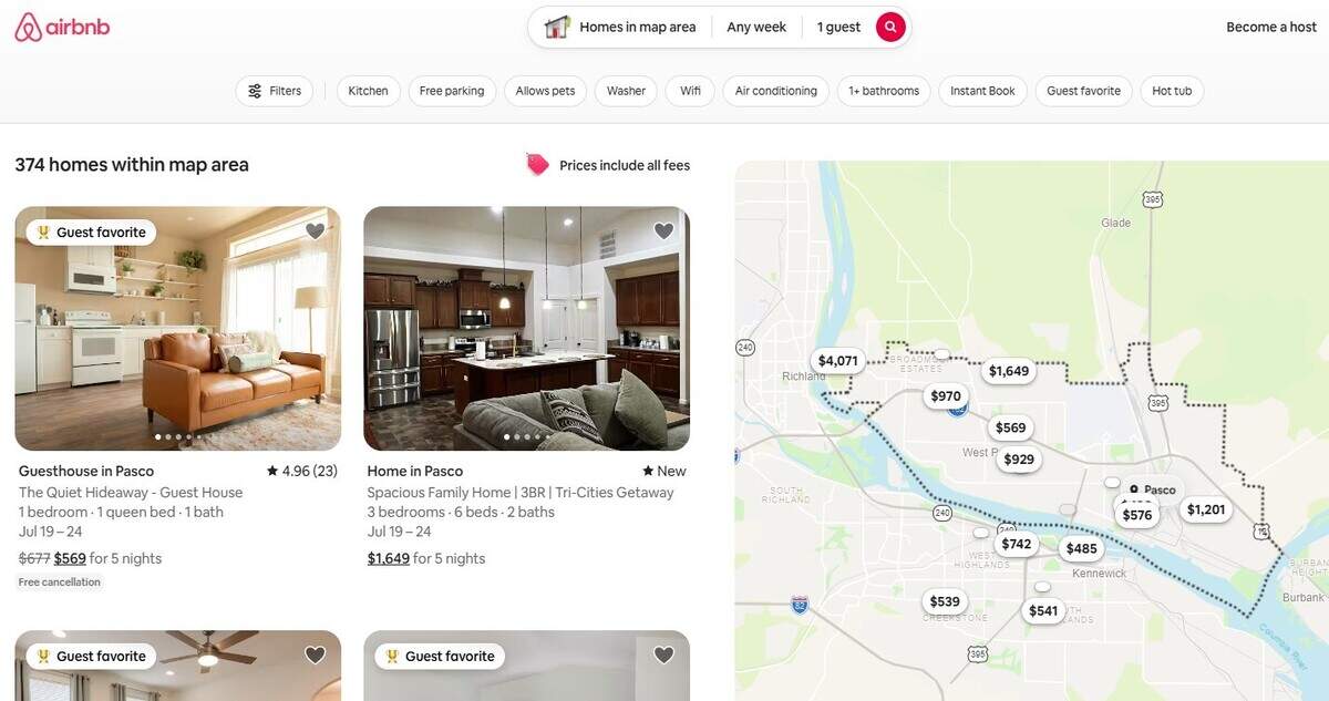 Pasco Airbnb listings