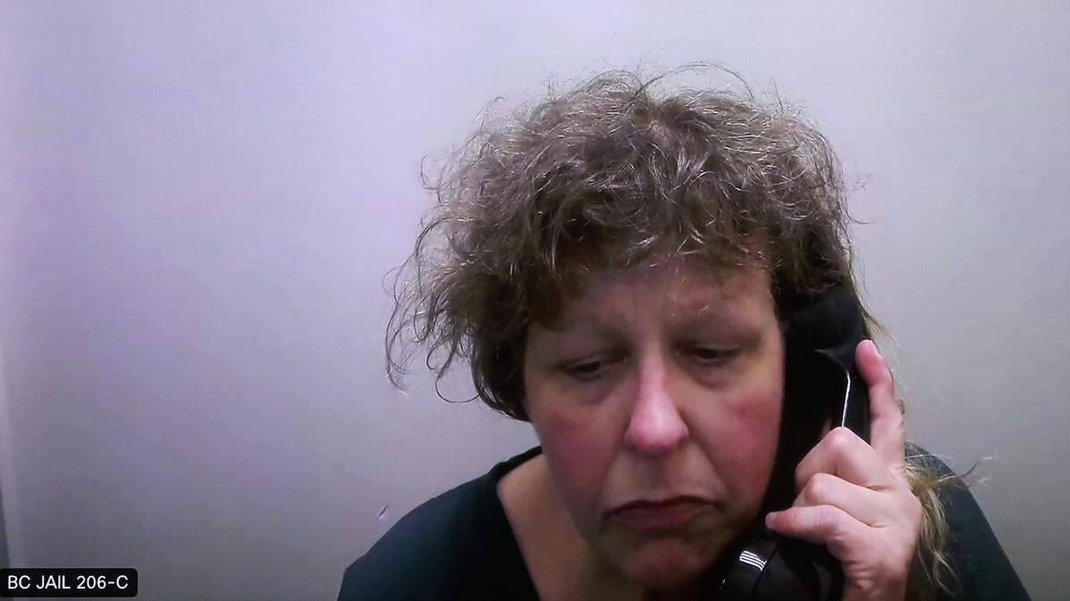Kari Ann Golden, 54, appears Benton County Superior court via video link from the Benton County Jail in February.