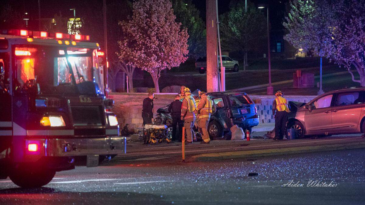 Two people died at the corner of Steptoe Street and Gage Boulevard Sunday night after a SUV and minivan collided.