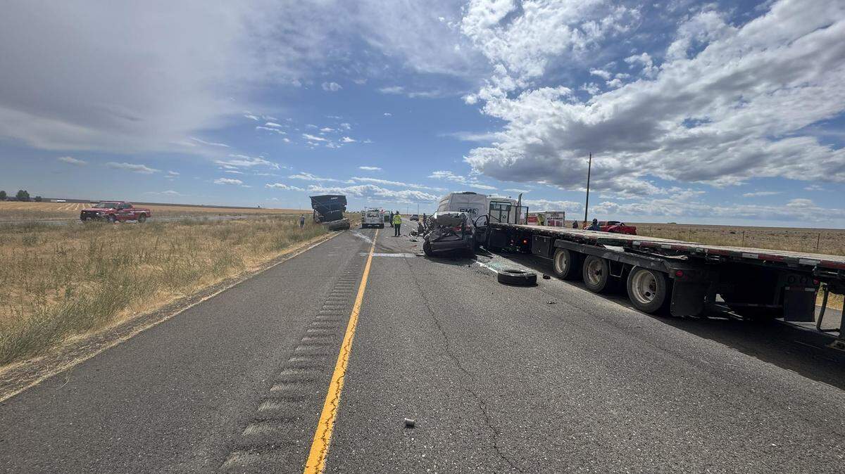 Lanes of Highway 395 were closed Thursday afternoon because of crashes near the Franklin-Adams county line.
