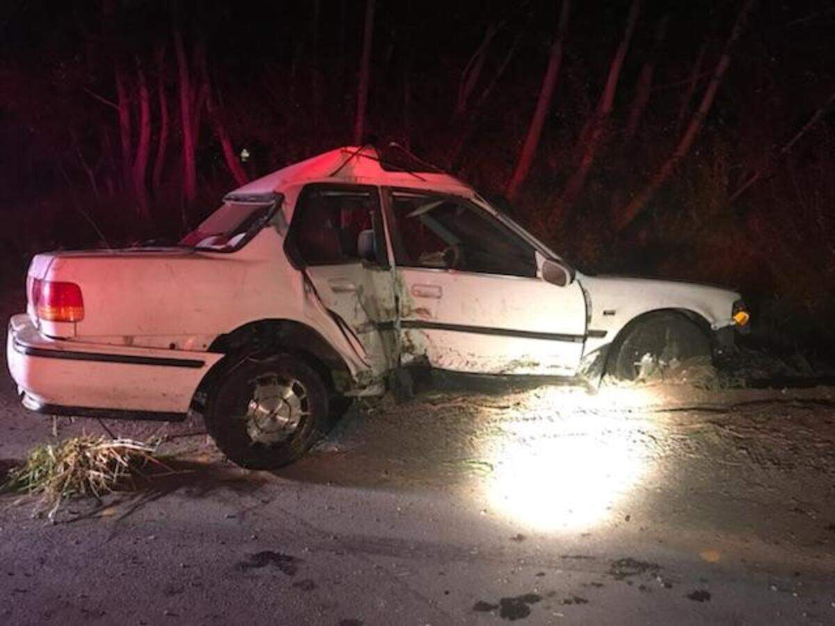 A man survived this crash in Benton City after shearing through a pole on River Road near Benton City.