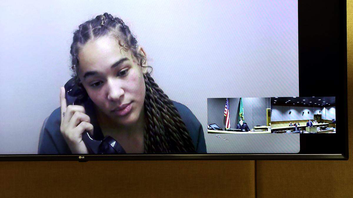 Ashante Q. Sanders-Jackson, 22, appears in Benton County Superior Court by video Monday in connection with the crash.