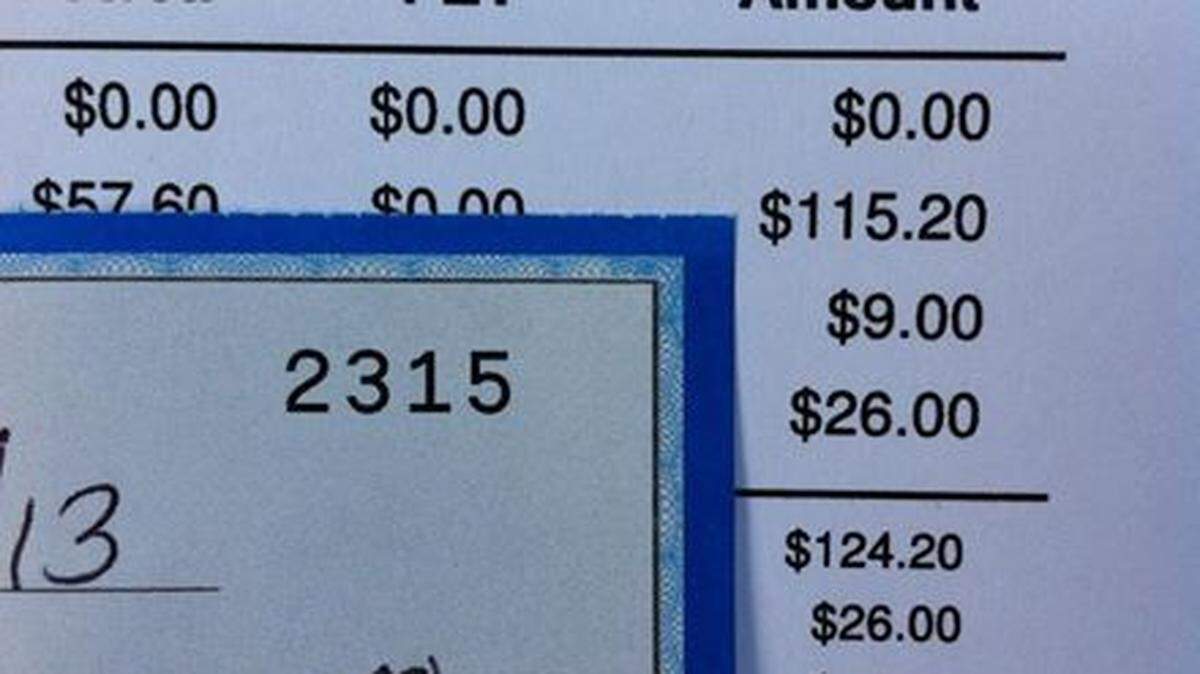 The recipient of Cathy's check was so awed by the timing that they took a photo of it and the cost of the tires.