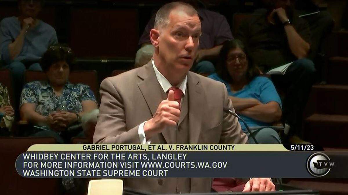 Joel Ard, attorney for a Franklin County Republican precinct officer, argued that the Washington Voting Rights Act violated both the state and federal constitutions.