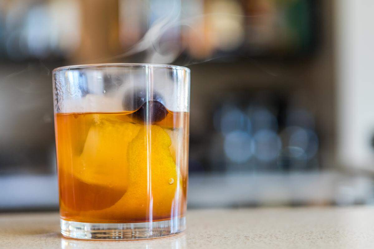 Smoked Old Fashioned at Vine at Columbia Point in Richland