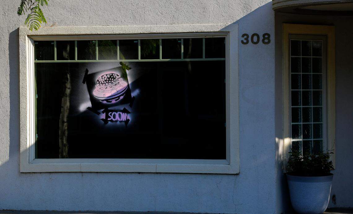 A cryptic clue for a new tenant appears to have been spray painted on the window of the former Foodies restaurant building at 308 W. Kennewick Ave. in downtown.