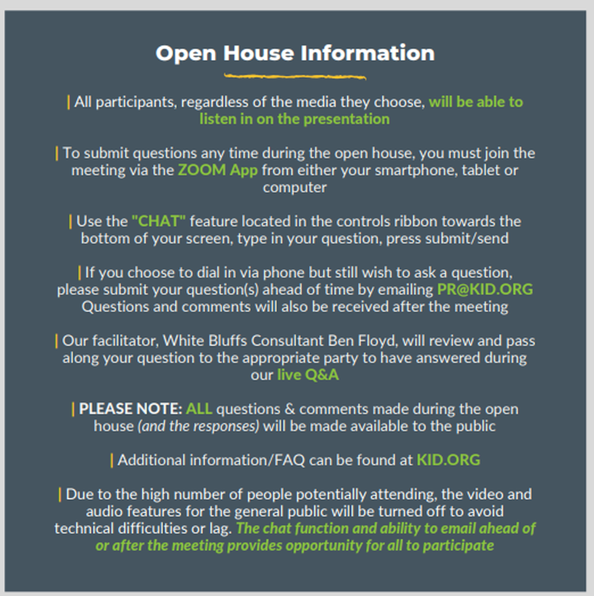KID open house information.