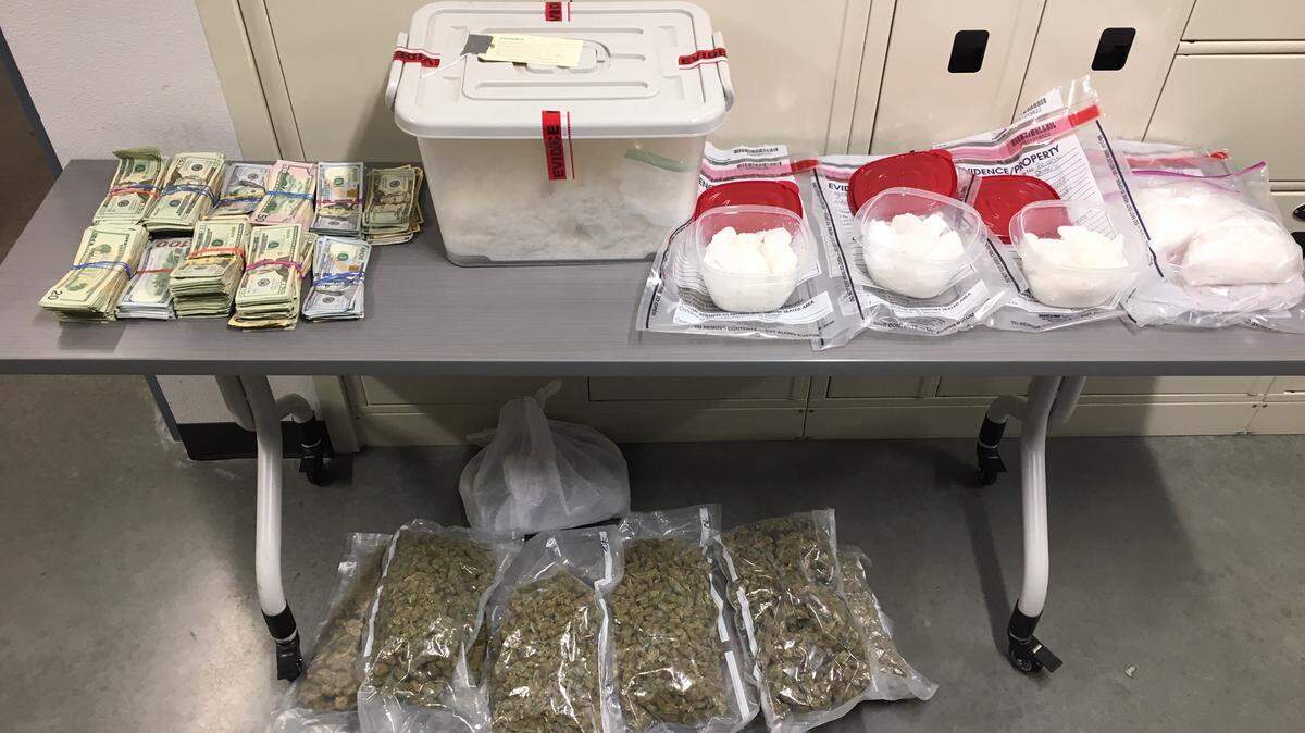 The Tri-City Metro Drug Task Force seized cash and more than 15 pounds of methamphetamine and 10 pounds of marijuana in a drug bust this week.