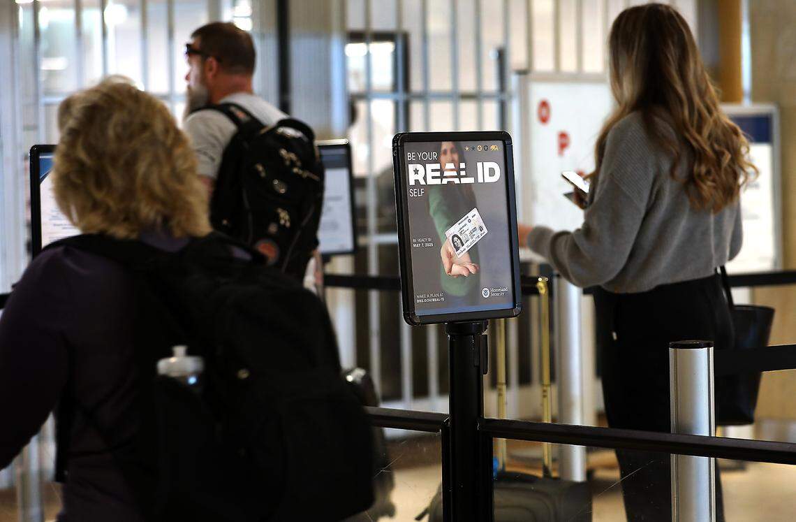 Passengers move through the Tri-Cities Airport TSA screening line on the first day TSA began requiring travelers show Real ID to travel on commercial airlines.