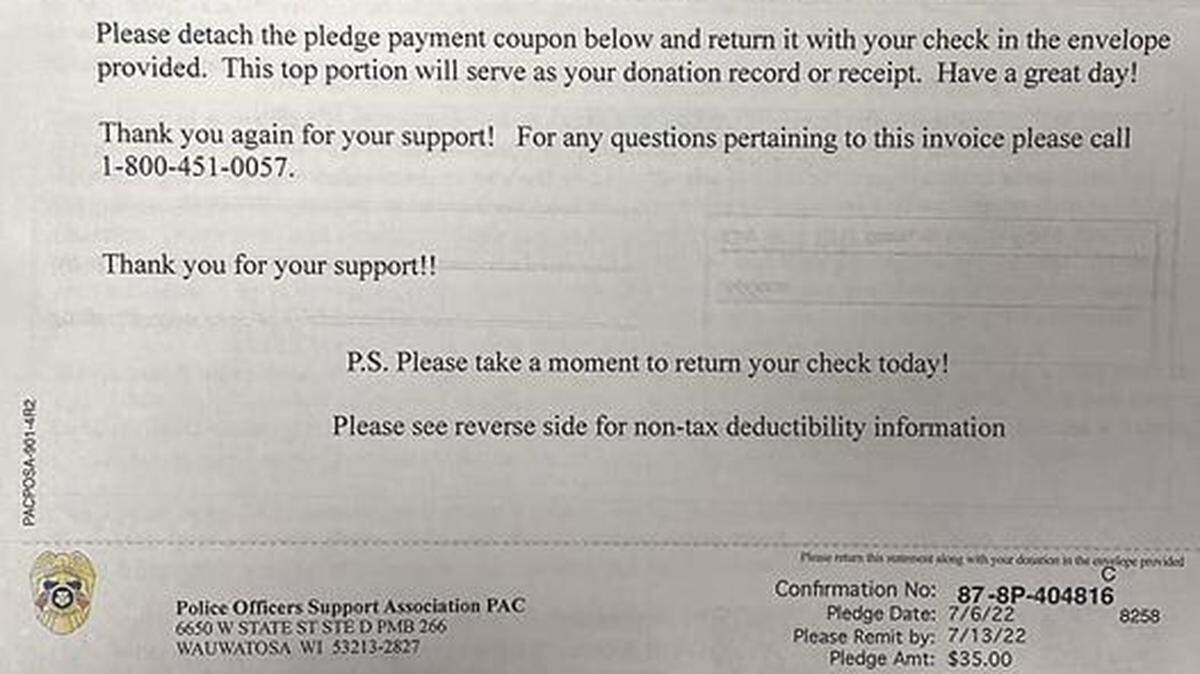 The West Richland Police Department shared this letter from a super PAC, and pointed out that the money doesn’t help local officers.
