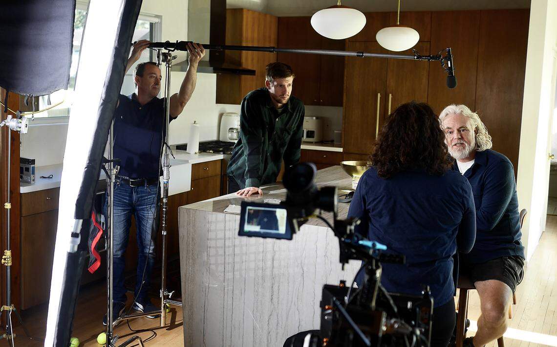Kennewick High graduate Bryce Leavitt, wearing green shirt, during a filming session for the documentary movie he directed called Space Cowboys.