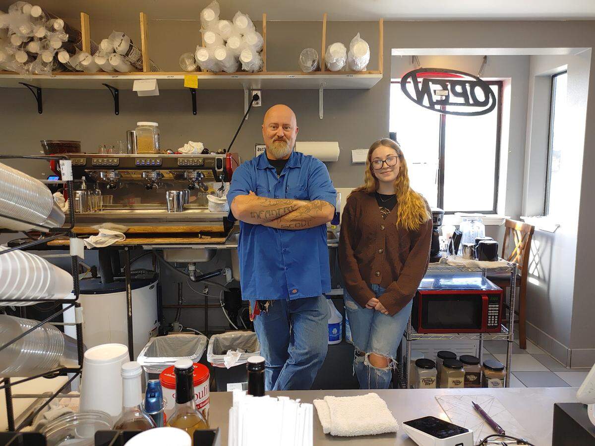 Phillip Crutchfield, owner, and Kaitlin Murison, head barista, at Blessed and Brewed, a coffee stand that will soon serve breakfast and lunch and caters to Hanford and Department of Energy workers at 2475 Stevens Drive, Richland.