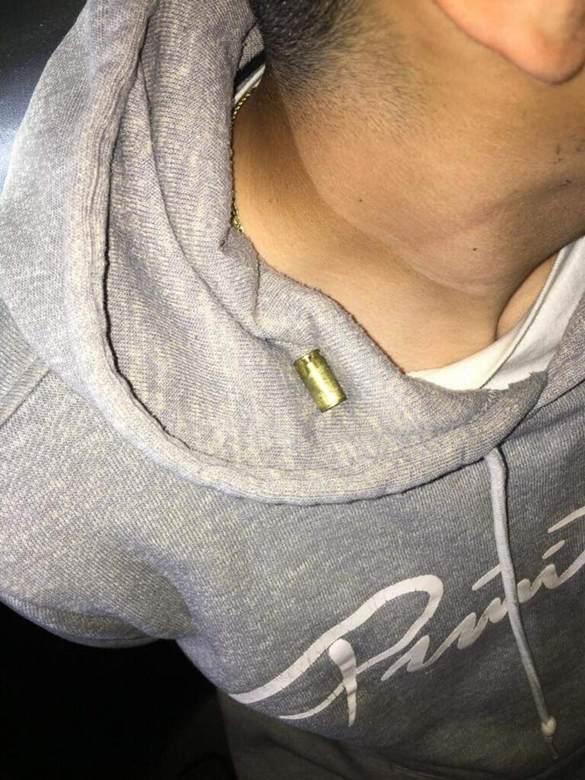 A shell casing from a suspected drive-by shooting in Pasco and Kennewick got caught in the sweatshirt of one of the teens arrested.