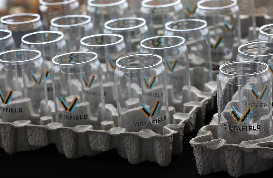 Commemorative glasses handed out during the groundbreaking ceremony at Vista Field in Kennewick for the new KUKI Izakaya Restaurant.