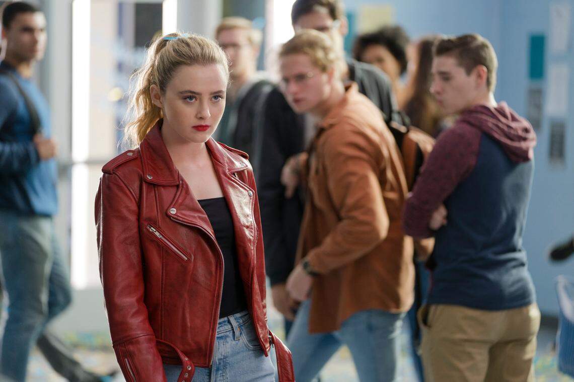 This image released by Universal Pictures shows Kathryn Newton in a scene from “Freaky.”