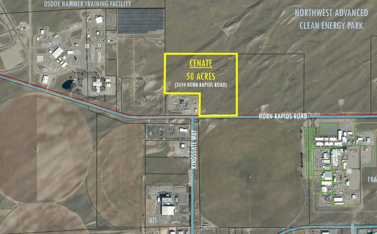 Richland and Butte, Mont. are competing to be the site of a 40,000-square-foot battery parts plant. Cenate, based in Norway, will make a decision in mid-2024. If selected, the plant will be constructed near Horn Rapids Road and Kingsgate Way.