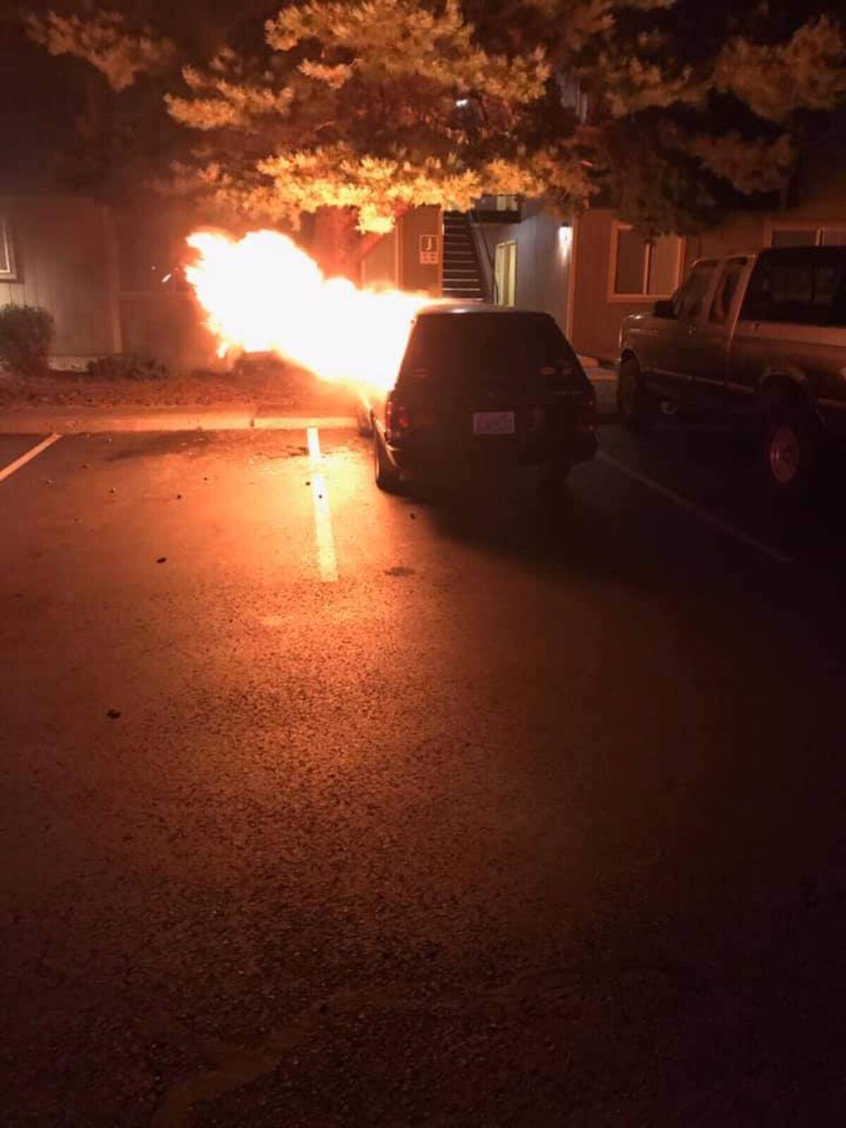 A car parked in Kennewick was intentionally set on fire Oct. 20, said police.
