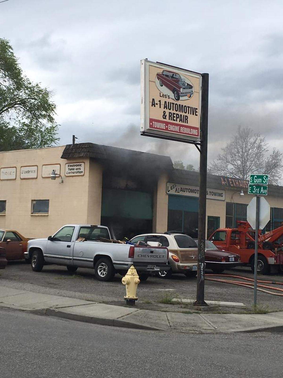 A fire broke out inside of a Kennewick automotive shop Sunday afternoon. No one was injured.