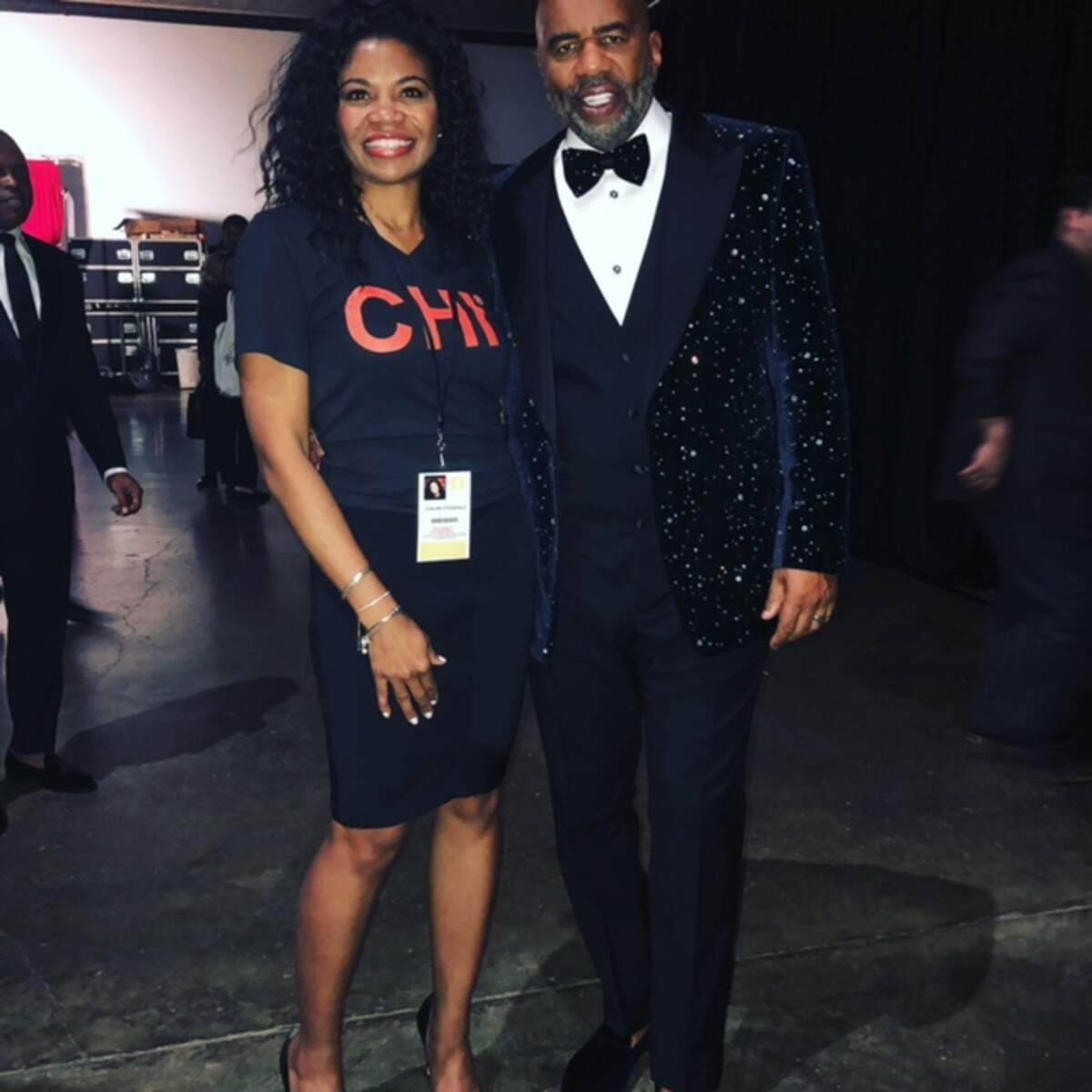 Chauné Fitzgerald with host Steve Harvey at the Miss Universe 2018 pageant in Thailand.