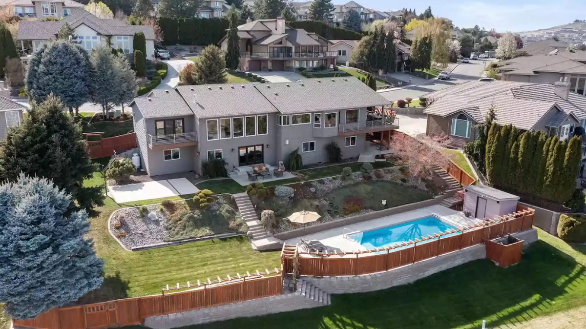 Shot of the back of the “Perfect Vacation Destination” by drone