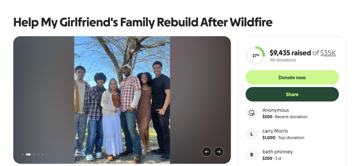 A GoFundMe was set up to help Sovrayn Theus’ girlfriend’s family after a devastating wildfire destroyed their home in Benton City.