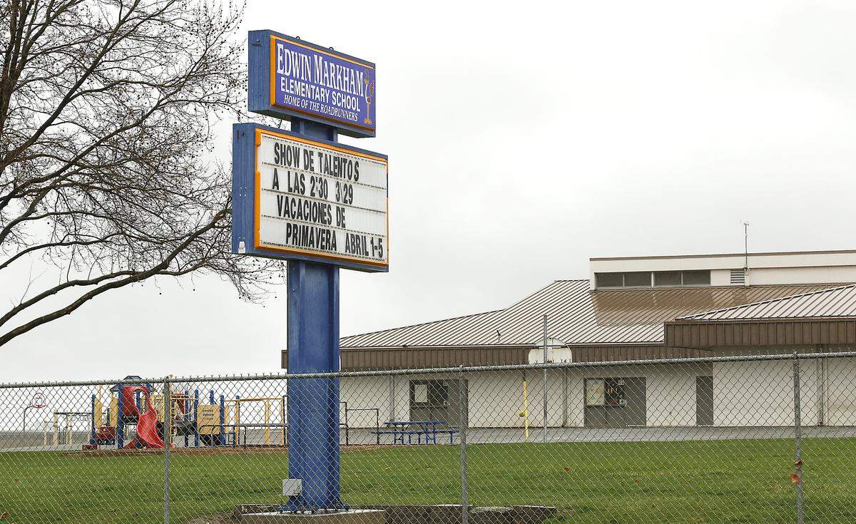 Edwin Markham Elementary School is at 4031 Elm Road, about 12 miles north of the I-182 interchange for Road 68 in Pasco.