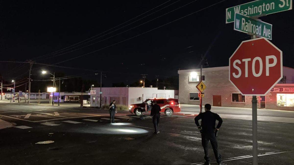 Two men were hurt while crossing the Washington Street after they were hit in the crosswalk.