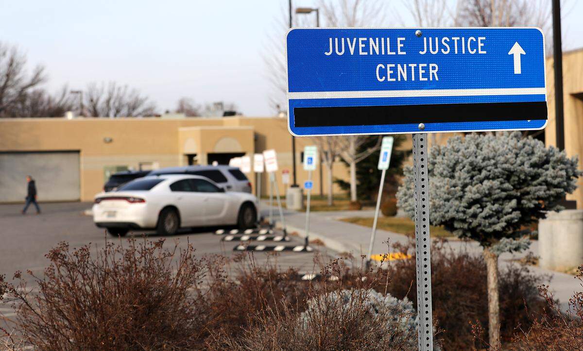 A sign in the parking lot points the way to the Benton County Juvenile Justice Center. 