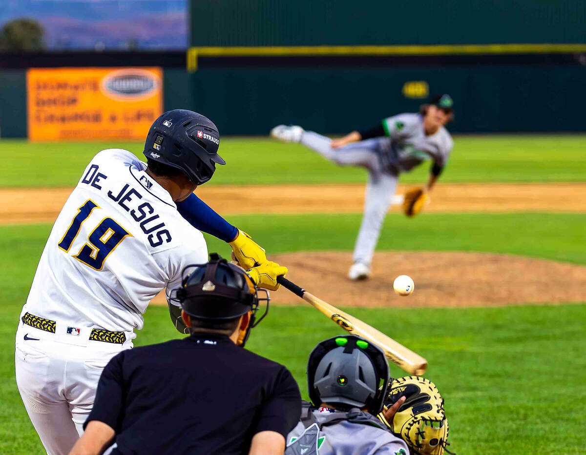 Tri-City Dust Devils outfielder Randy De Jesus bats during a game earlier this season at Gesa Stadium in Pasco. De Jesus has hit 10 home runs and driven in a team-leading 36 RBI this season as the Dust Devils climbed to second place in the Northwest League and extended their winning streak to eight games.