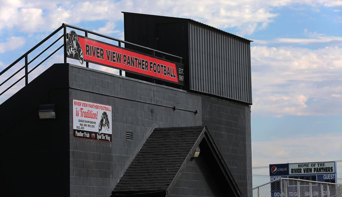 River View High School in Finley receives $5,000 from the T-Mobile for their football field technology.