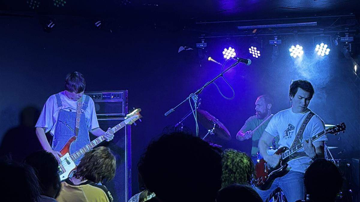 Hayes Noble, shoegaze band from Spokane with a significant fanbase in Tri-Cities, on stage at Ray’s Golden Lion on April 19, 2025. They’re one of several bands returning to Battle Vest Fest in 2025 after performing during the inaugural year.