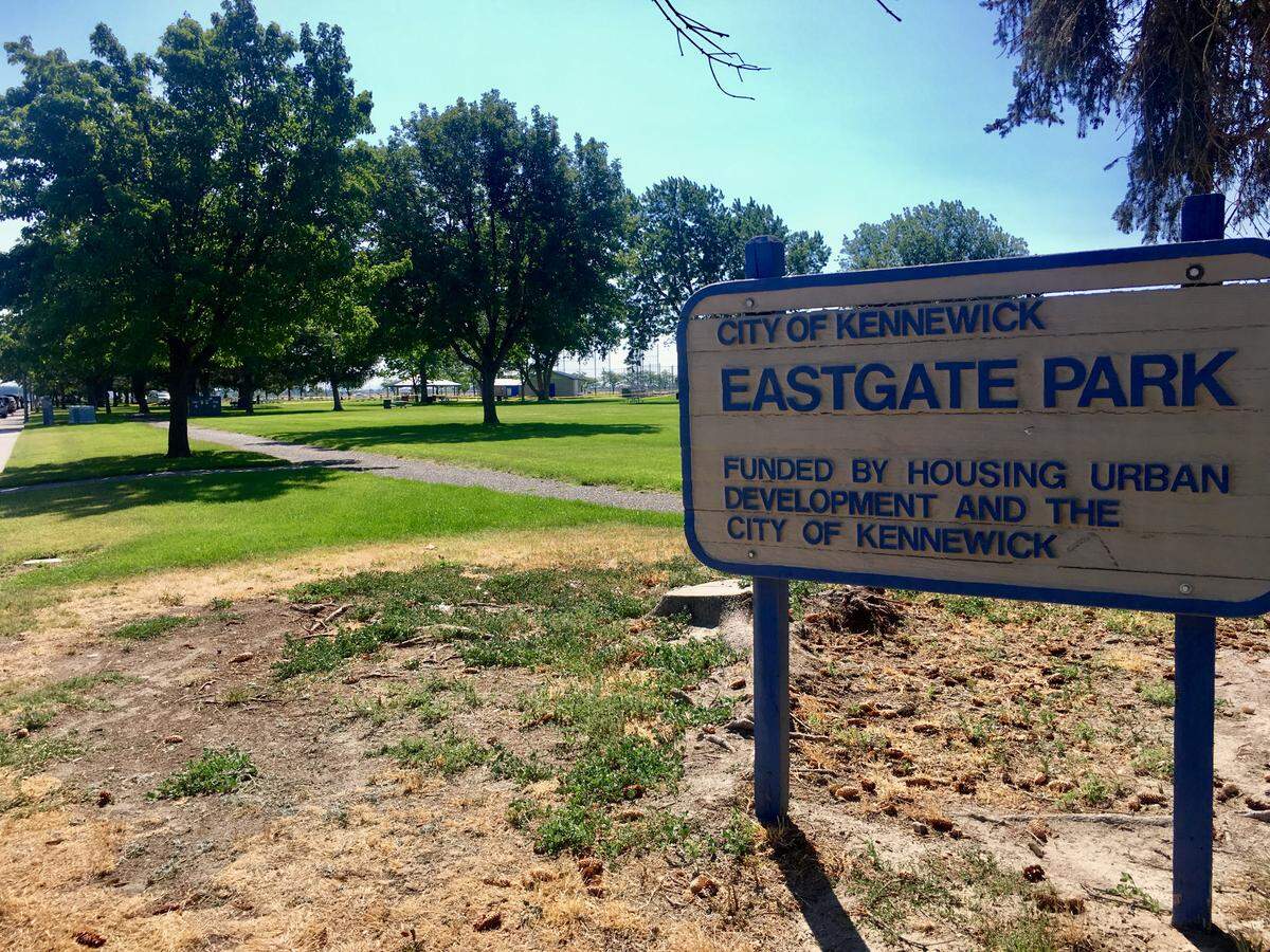 Eastgate Park on 10th Avenue in Kennewick was the scene of an apparent gang-related shooting Friday night in which a 29-year-old man was killed and three other people were shot and injured.
