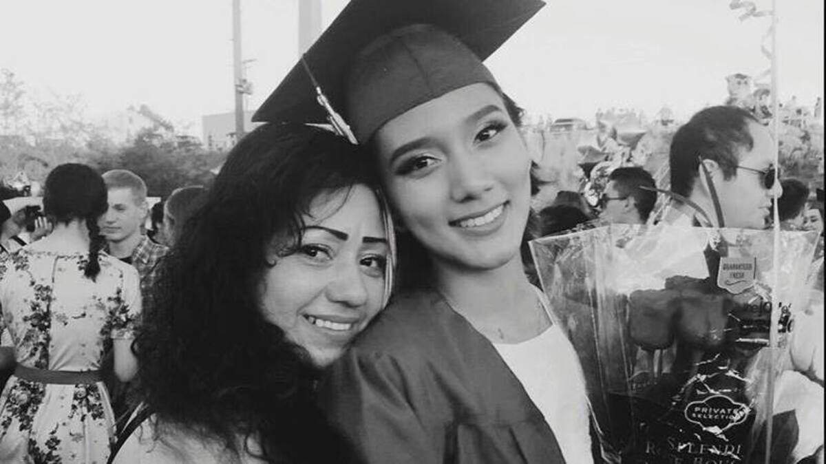 Mirna Gomez with her daughter Beatriz Gomez during Beatriz's graduation from Connell High School in 2016. Beatriz relayed the story of how her mother was arrested by ICE officers to force the surrender of her brother, Leo Gomez.