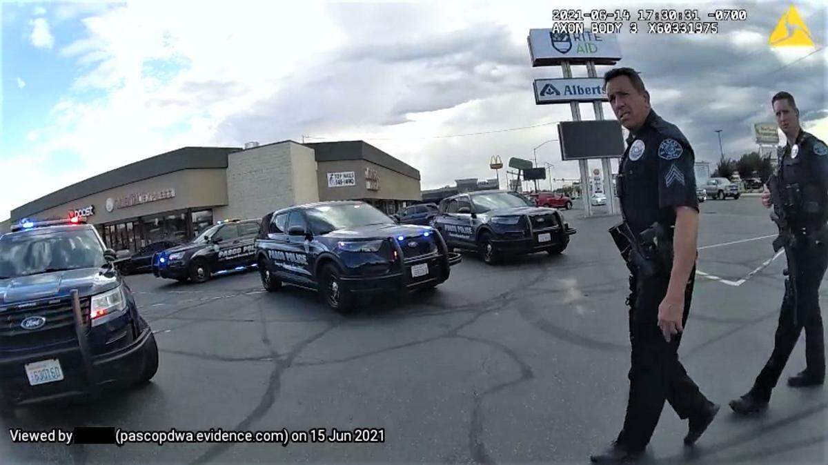 Juan M. Ledesma, 33, turned himself in to Pasco police on Monday evening, one day after he allegedly was involved in a drive-by shooting at a major intersection near the cable bridge.