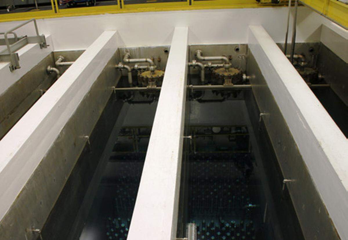 Capsules of radioactive cesium and strontium are stored underwater at Hanford's Waste Encapsulation and Storage Facility.