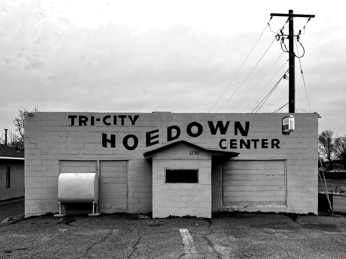 The original lettering seen on the Tri-City Hoedown Center, a former venue at 1136 Columbia Park Trail in Richland, Washington, will be restored in late May 2025.