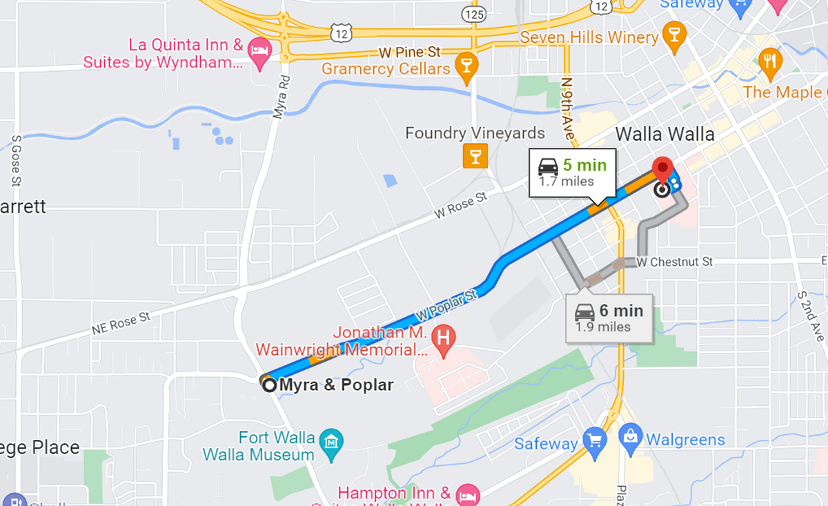 A Washington State Trooper who was shot at Myra Road and Poplar Street in Walla Walla drove himself to St. Mary Medical Center.