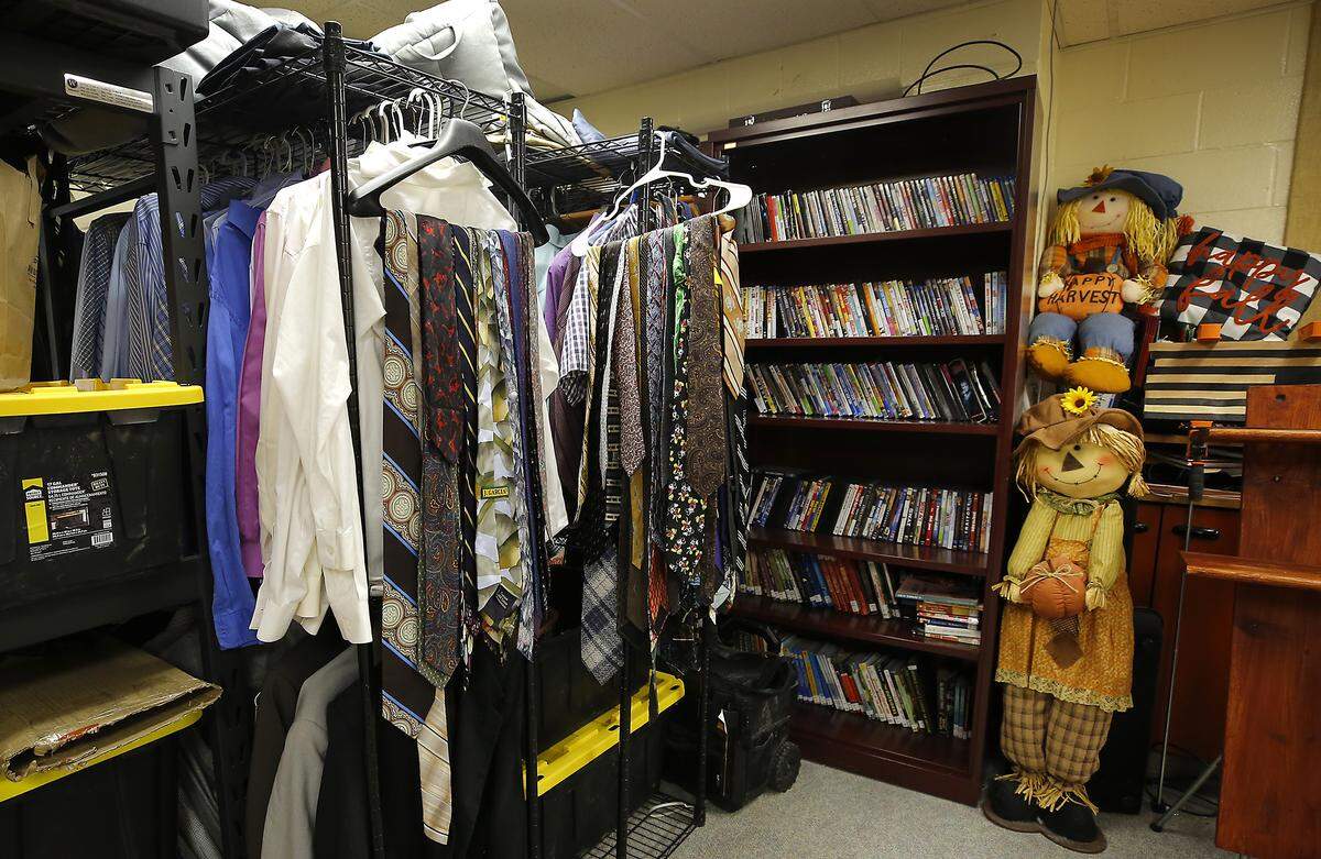 Decorations, supplies and clothes for court appearances are stored in a room at the Benton County Juvenile Justice Center.