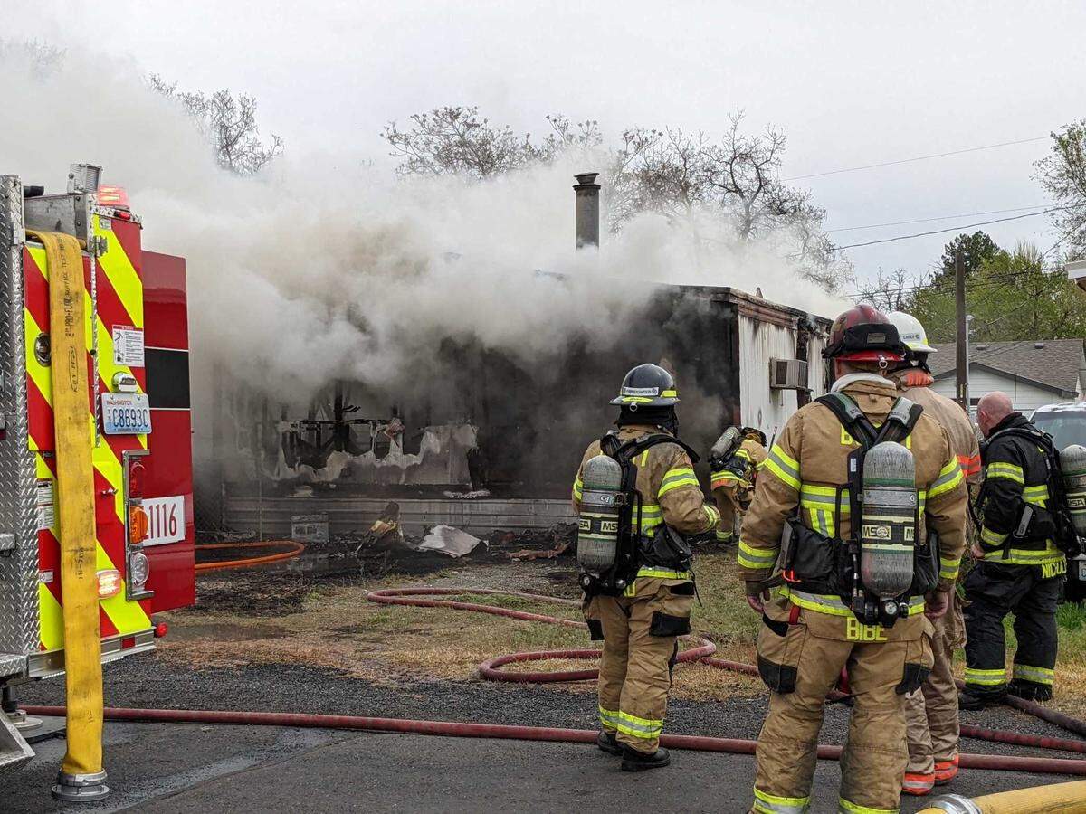 Fire crews were called Monday morning to a home at 1405 S. Elm St., just west of the Benton County Fairgrounds.
