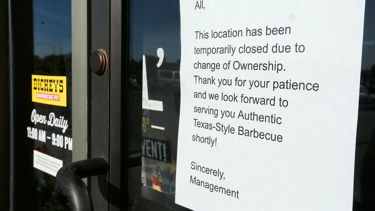 A sign on the door of the Dickey’s Barbecue Pit location in Kennewick says the location is temporarily closed due to a change of ownership. There’s a similar note for customers at all three Dickey’s locations in the Tri-Cities.