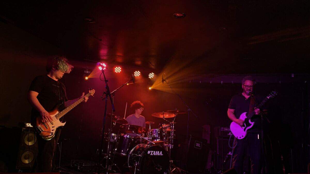 Local band House of B consists of Carl Rivera (right) and his two kids, Avery (left) and Siris (center). They were the third and final band to play at Ray’s Golden Lion on February 9, 2024.