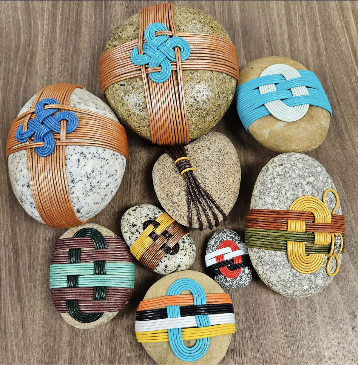 Different wrapped rock designs